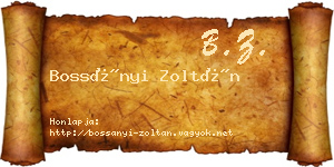 Bossányi Zoltán névjegykártya